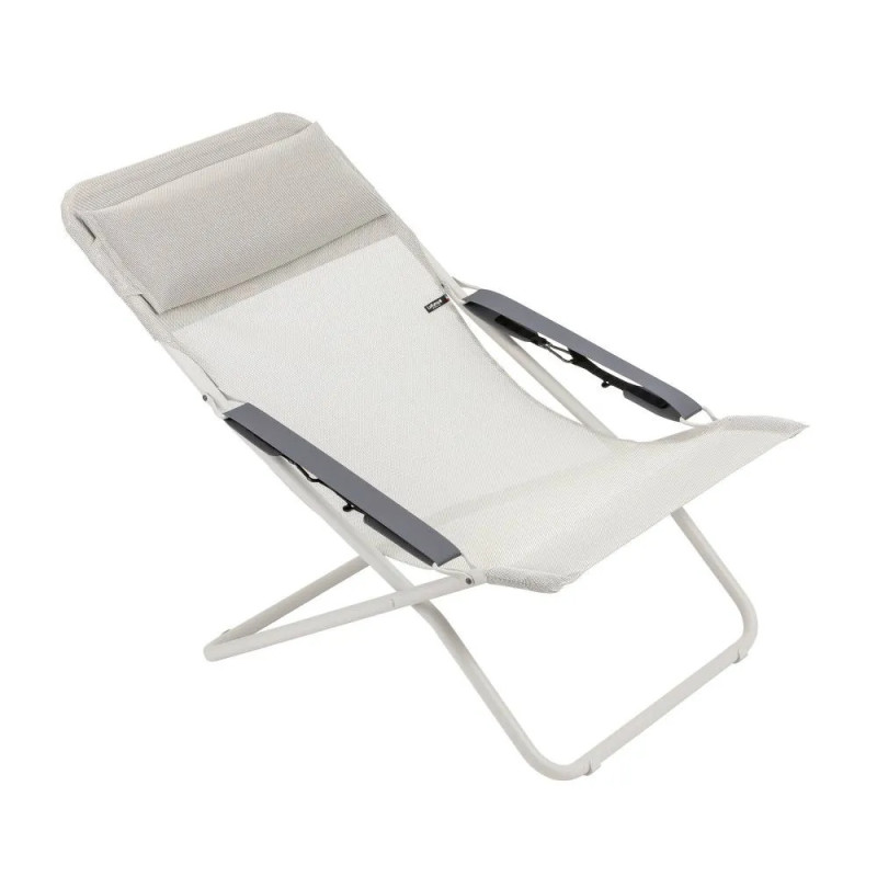 Chaise longue / bain de soleil pliant Transabed Batyline® Iso Marron Terre tube Titane