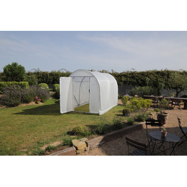 Serre de Jardin Pieds Droits MARMANDE Largeur 2 m 8 m² Arceaux : Ø 40 mm - Acier Galvanisé Faîtières et renforts : Ø 32 mm - Aci
