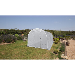Serre de Jardin Pieds Droits CAPUCINE Largeur 3 m 12 m² Arceaux : Ø 40 mm - Acier Galvanisé Faîtières et renforts : Ø 32 mm - Ac