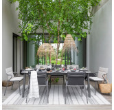 Ensemble 1 table de jardin HPL 6 à 8 personnes et 6 fauteuils de jardin Ancône Hedona