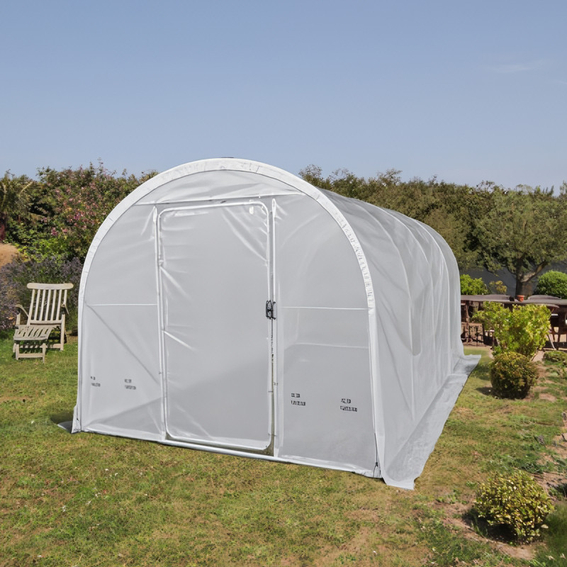 Serre de Jardin Pieds Droits CAPUCINE Largeur 3 m 12 m² Arceaux : Ø 40 mm - Acier Galvanisé Faîtières et renforts : Ø 32 mm - Ac