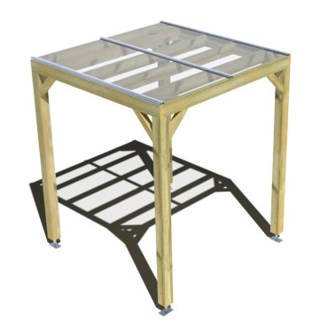 Pergola bois . couverture étanche transparente . 2m x 2m . livraison comprise