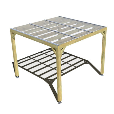 Pergola bois . couverture étanche transparente . 3m x 3m . livraison comprise