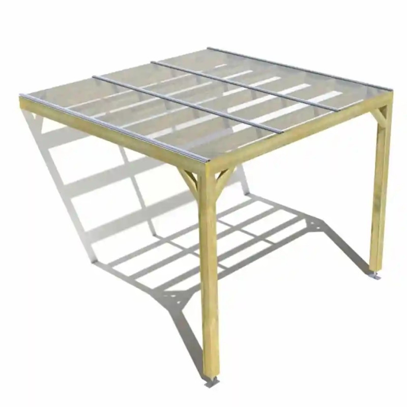 Pergola bois . couverture étanche transparente . 3m x 3m . livraison comprise