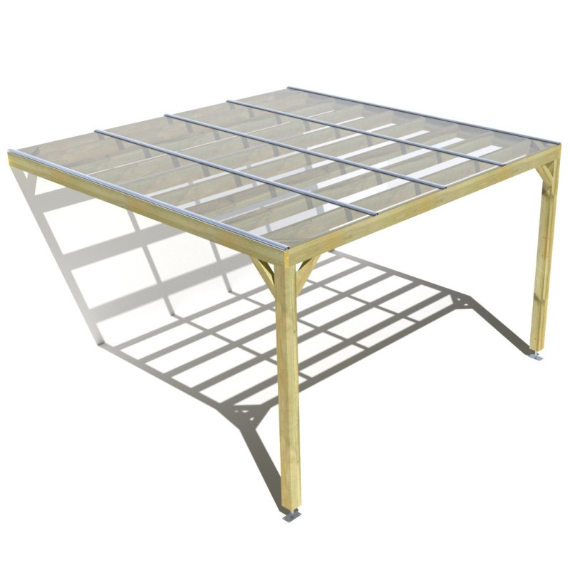 Pergola bois . couverture étanche transparente . 4m x 4m . livraison comprise
